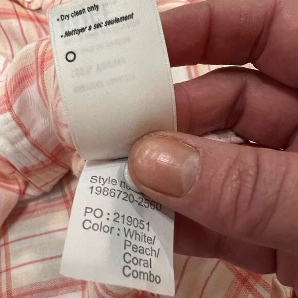 Paige Pink Coral Plaid Trudy long sleeve Button Down Shirt size small - Picture 11 of 11